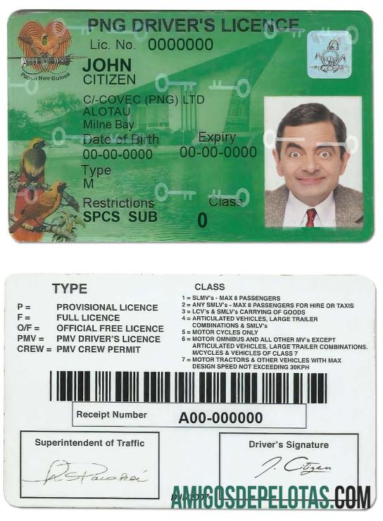 پاپوا نیو گنی ڈرائیونگ لائسنس 2020 ΓÇô موجودہ نمونہ