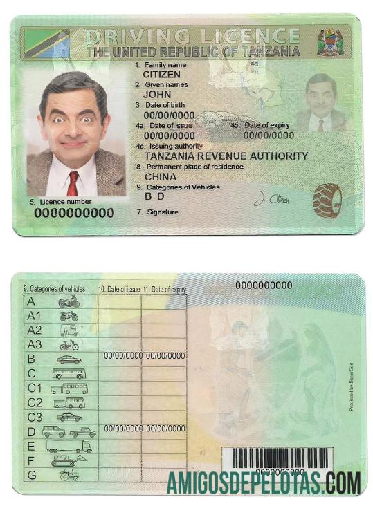 تنزانیہ ڈرائیونگ لائسنس ماک اپ