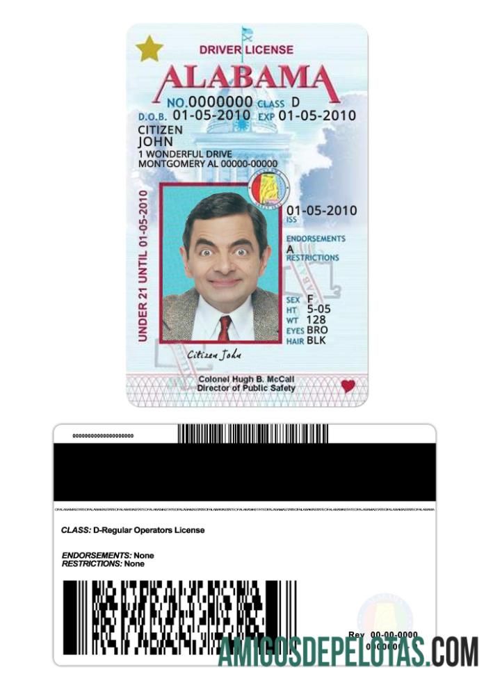 امریکہ Alabama ڈرائیونگ لائسنس under 21 ٹیمپلیٹ