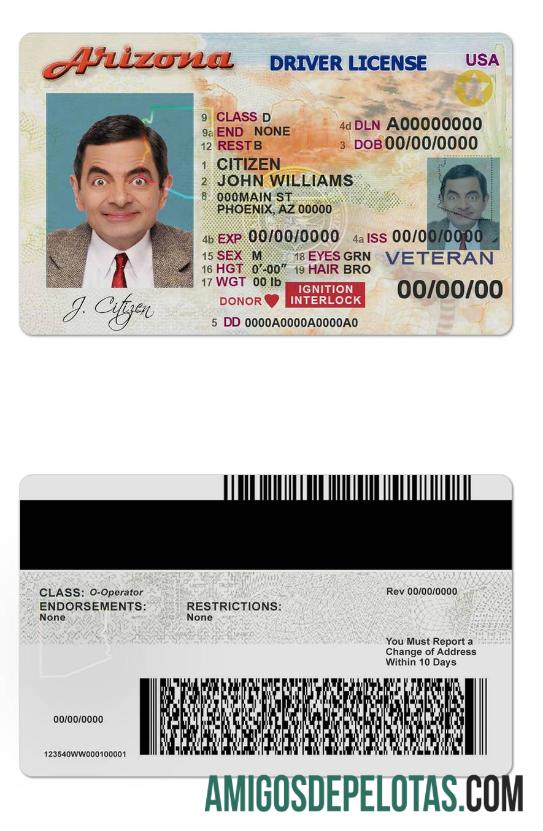 امریکہ Arizona Driver لائسنس پیش نظارہ