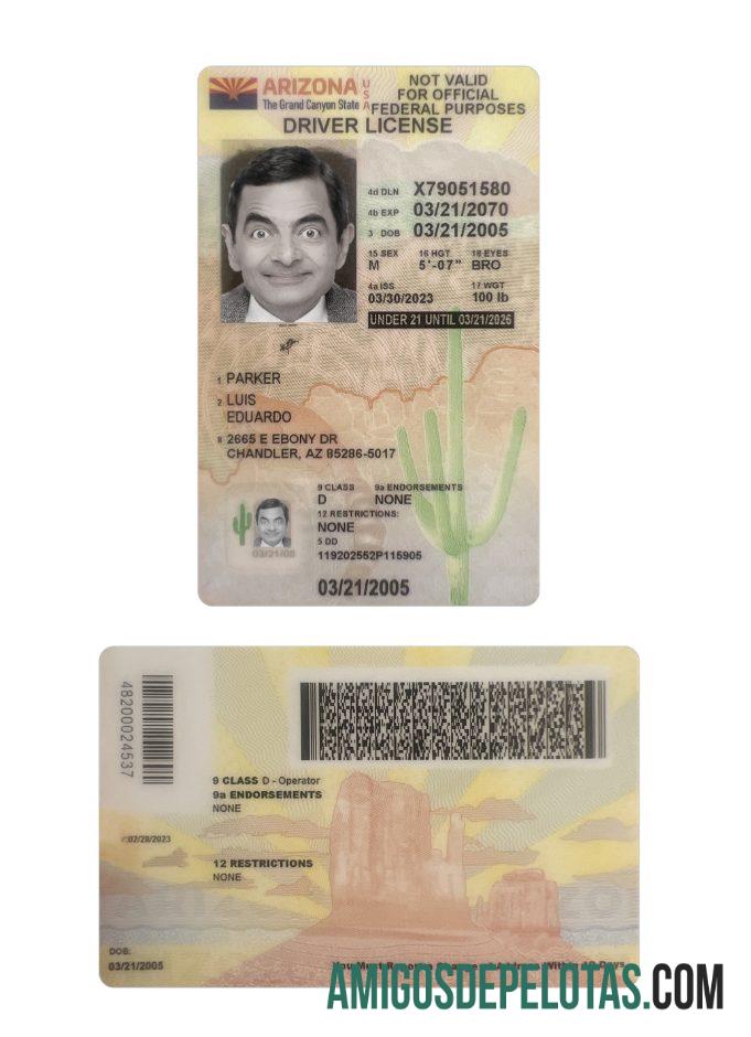 امریکہ Arizona under 21 ڈرائیونگ لائسنس 2023 موجودہ ماک اپ