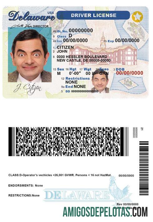 امریکہ Delaware driver لائسنس پیش نظارہ