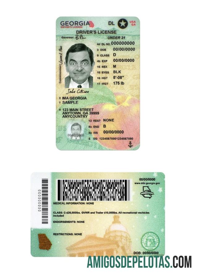 امریکہ جارجیا ڈرائیونگ لائسنس under 21 ماک اپ
