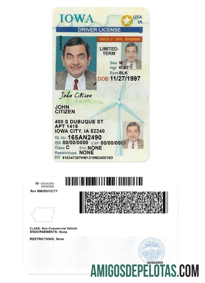 امریکہ Iowa ڈرائیونگ لائسنس under 21 ٹیمپلیٹ