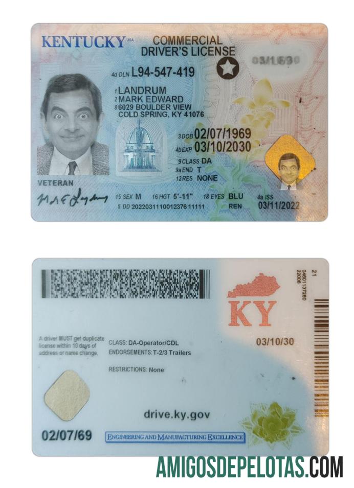 امریکہ Kentucky ڈرائیونگ لائسنس 2022 موجودہ پیش نظارہ