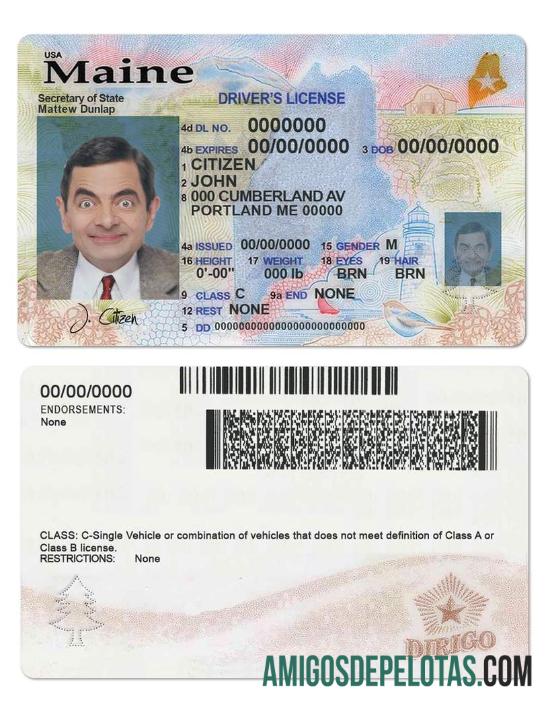 امریکہ Maine state ڈرائیونگ لائسنس (2019 ΓÇô موجودہ) پیش نظارہ