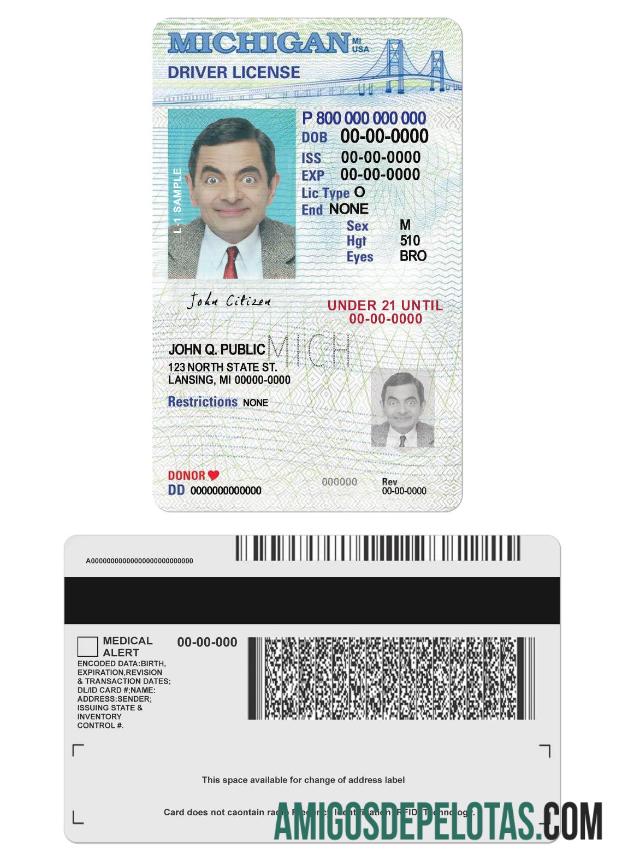 امریکہ Michigan ڈرائیونگ لائسنس under 21 ٹیمپلیٹ