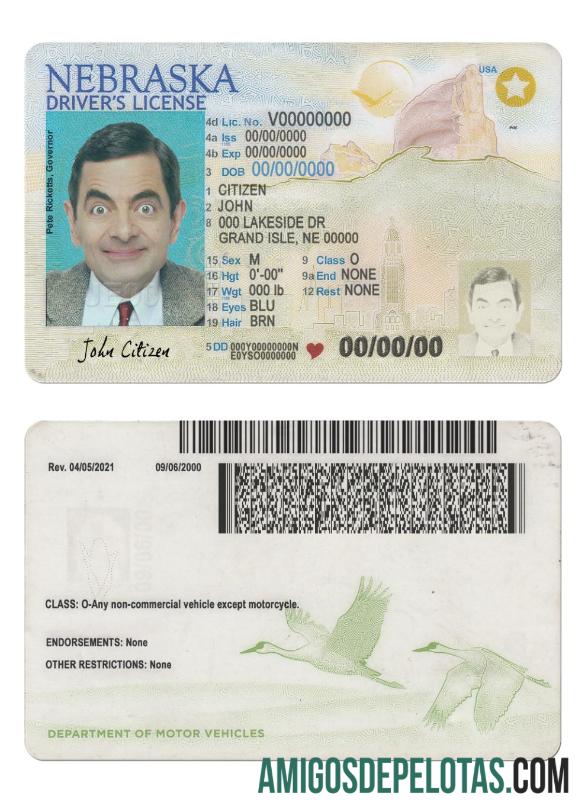 امریکہ Nebraska ڈرائیونگ لائسنس 2021 موجودہ ماک اپ