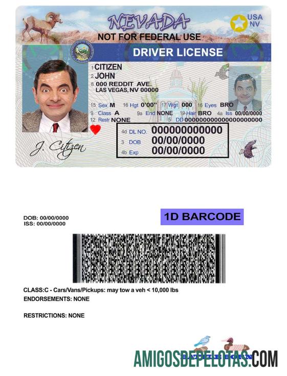 امریکہ Nevada ڈرائیونگ لائسنس ڈیزائن
