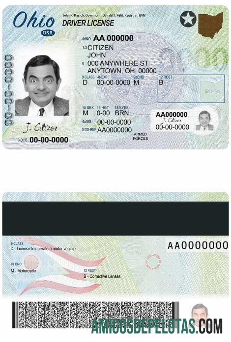 امریکہ Ohio DL نمونہ