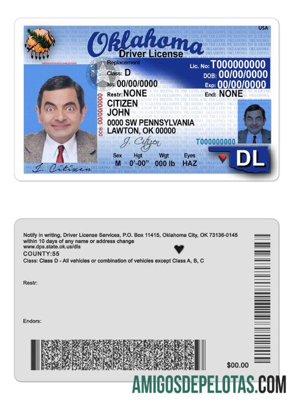 امریکہ Oklahoma ڈرائیونگ لائسنس ڈیزائن