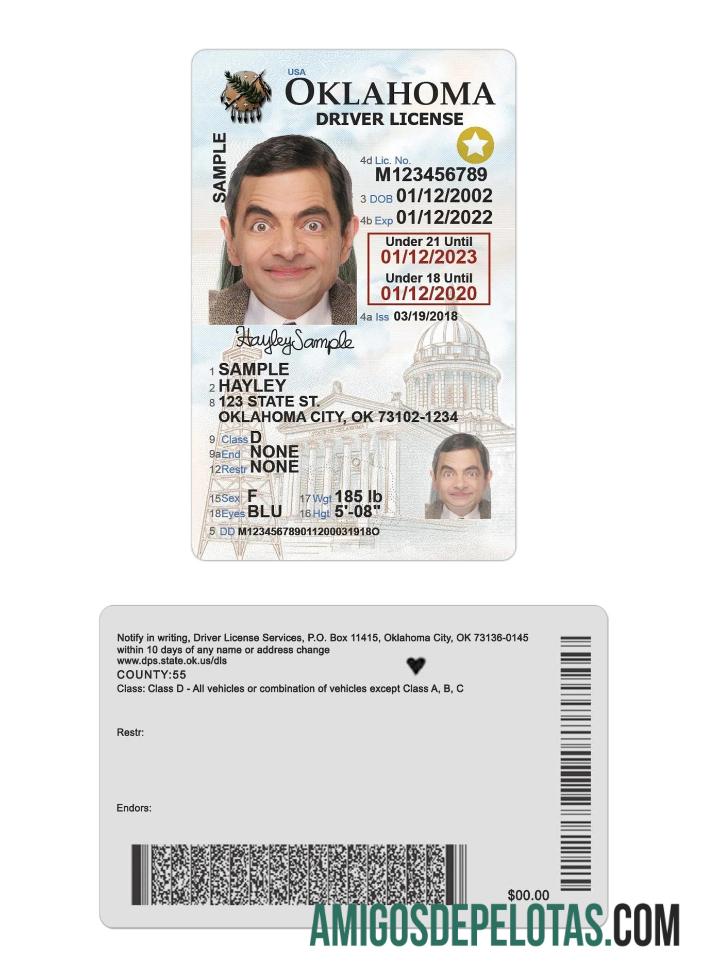 امریکہ Oklahoma under 21 ڈرائیونگ لائسنس 2020 موجودہ نمونہ