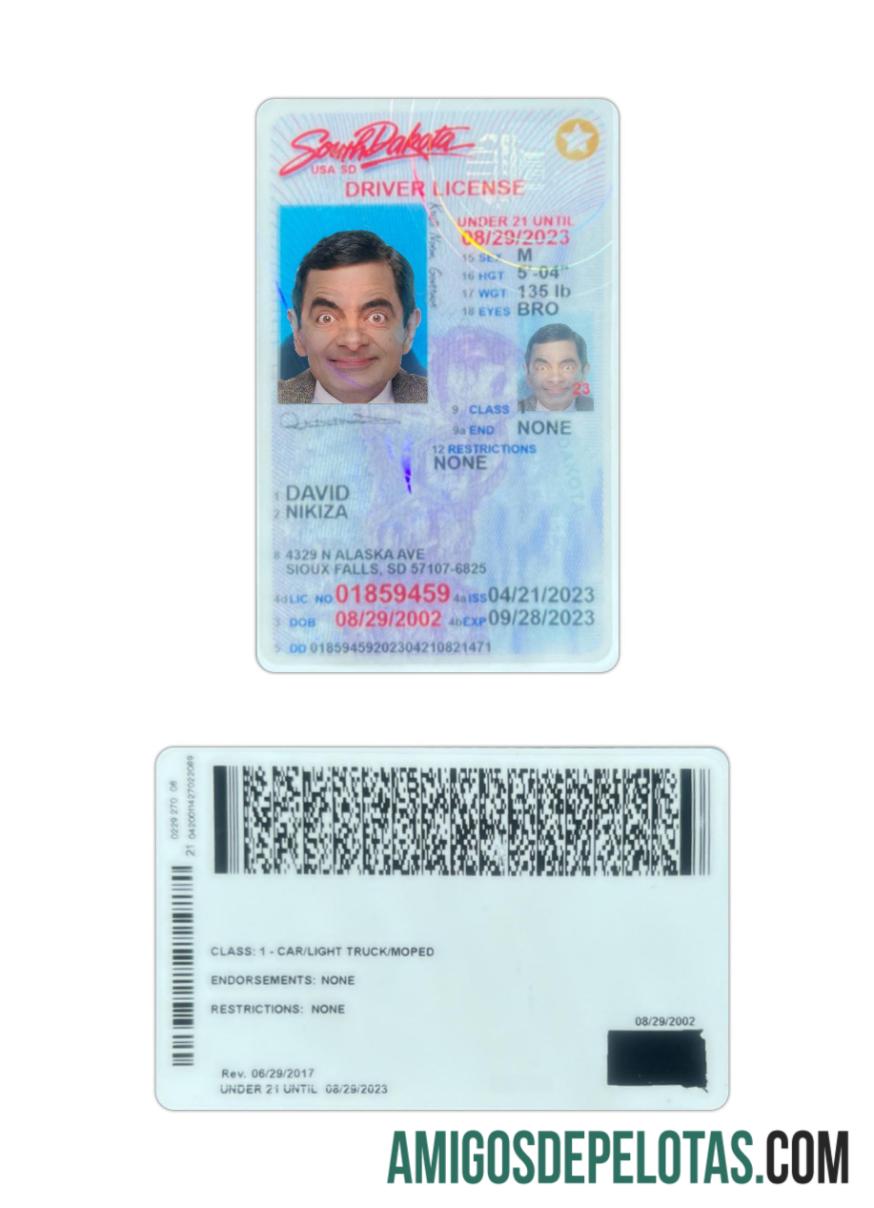 امریکہ South Dakota under 21 ڈرائیونگ لائسنس 2023 موجودہ ڈیزائن