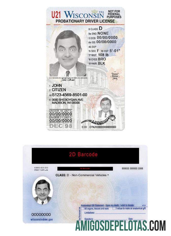 امریکہ Wisconsin ڈرائیونگ لائسنس under 21 ٹیمپلیٹ