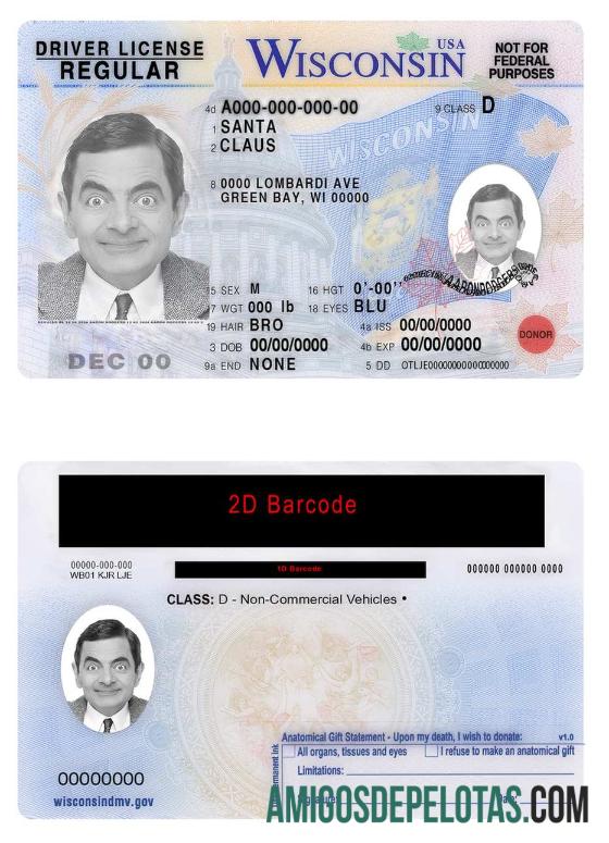 امریکہ Wisconsin ڈرائیونگ لائسنس ڈیزائن