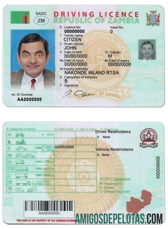 زیمبیا ڈرائیونگ لائسنس ڈیزائن