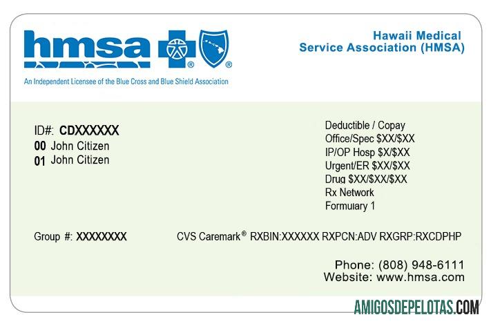 Hawaii kesehatan asuransi kartu sampel