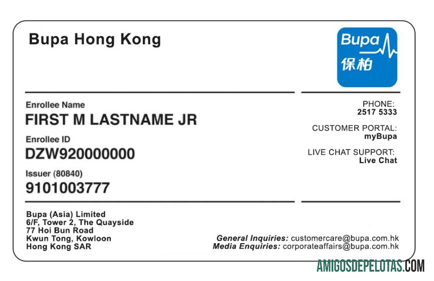 Hong Kong kesehatan asuransi kartu templat