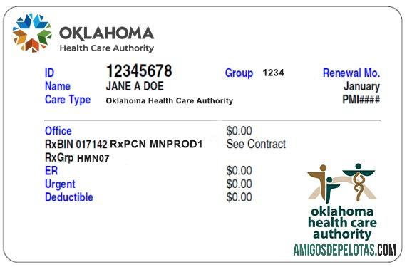 Oklahoma kesehatan asuransi kartu sampel
