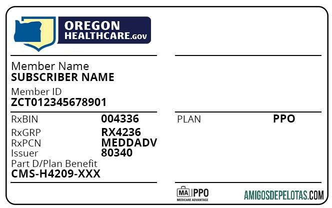 Oregon kesehatan asuransi kartu sampel