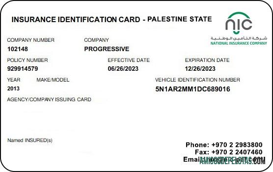 Palestina State kesehatan asuransi kartu desain