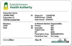 Saskatchewan kesehatan asuransi kartu templat