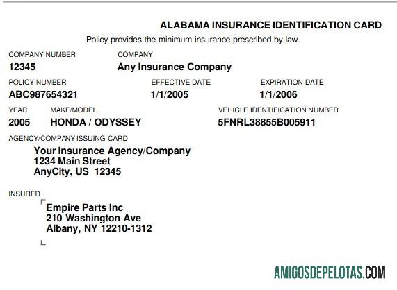 AS Alabama kesehatan asuransi Kartu Identitas sampel