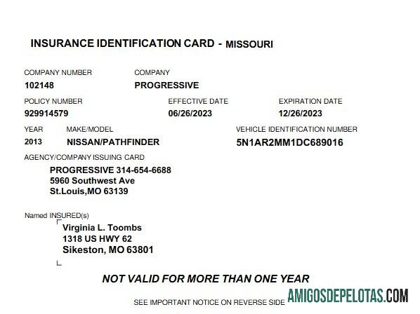 AS Missouri asuransi Kartu Identitas makering