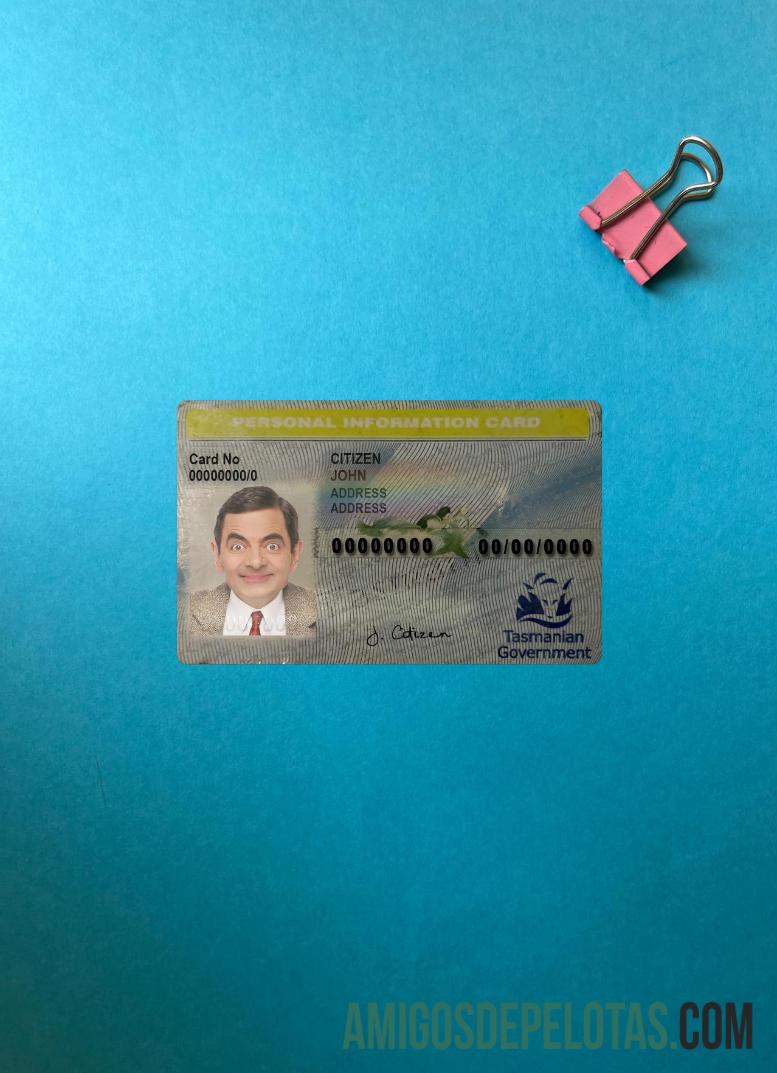آسٹریلیا Tasmania personal معلومات کارڈ فوٹو لک سامنے ٹیمپلیٹ