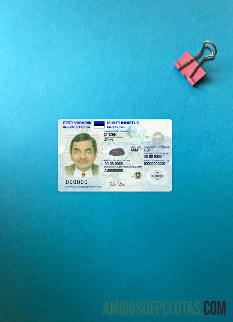 ایسٹونیا شناختی کارڈ 2018 موجودہ ورژن 2 فوٹو لک سامنے ماک اپ