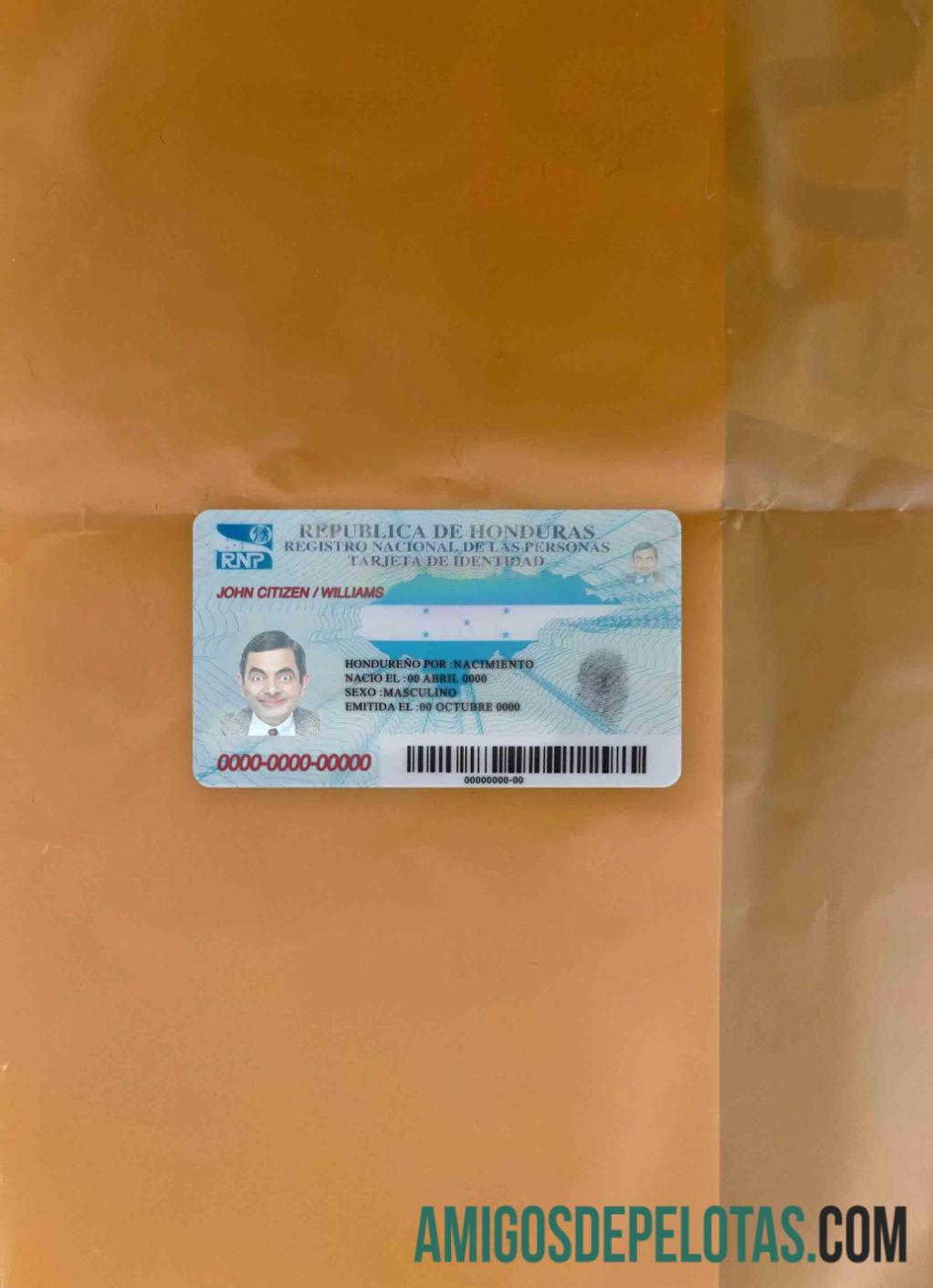 ہونڈوراس شناختی فوٹو لک سامنے ٹیمپلیٹ