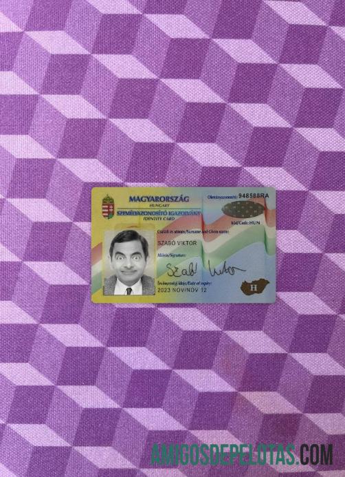 ہنگری شناختی کارڈ فوٹو لک سامنے ٹیمپلیٹ
