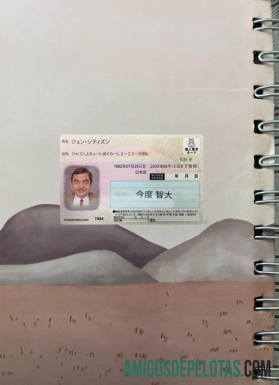 Japanese شناختی کارڈ فوٹو لک سامنے ڈیزائن