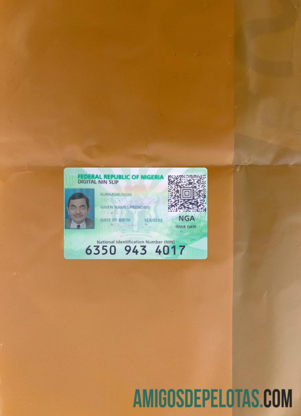 نائجیریا digital شناختی کارڈ 2023 موجودہ فوٹو لک سامنے ماک اپ