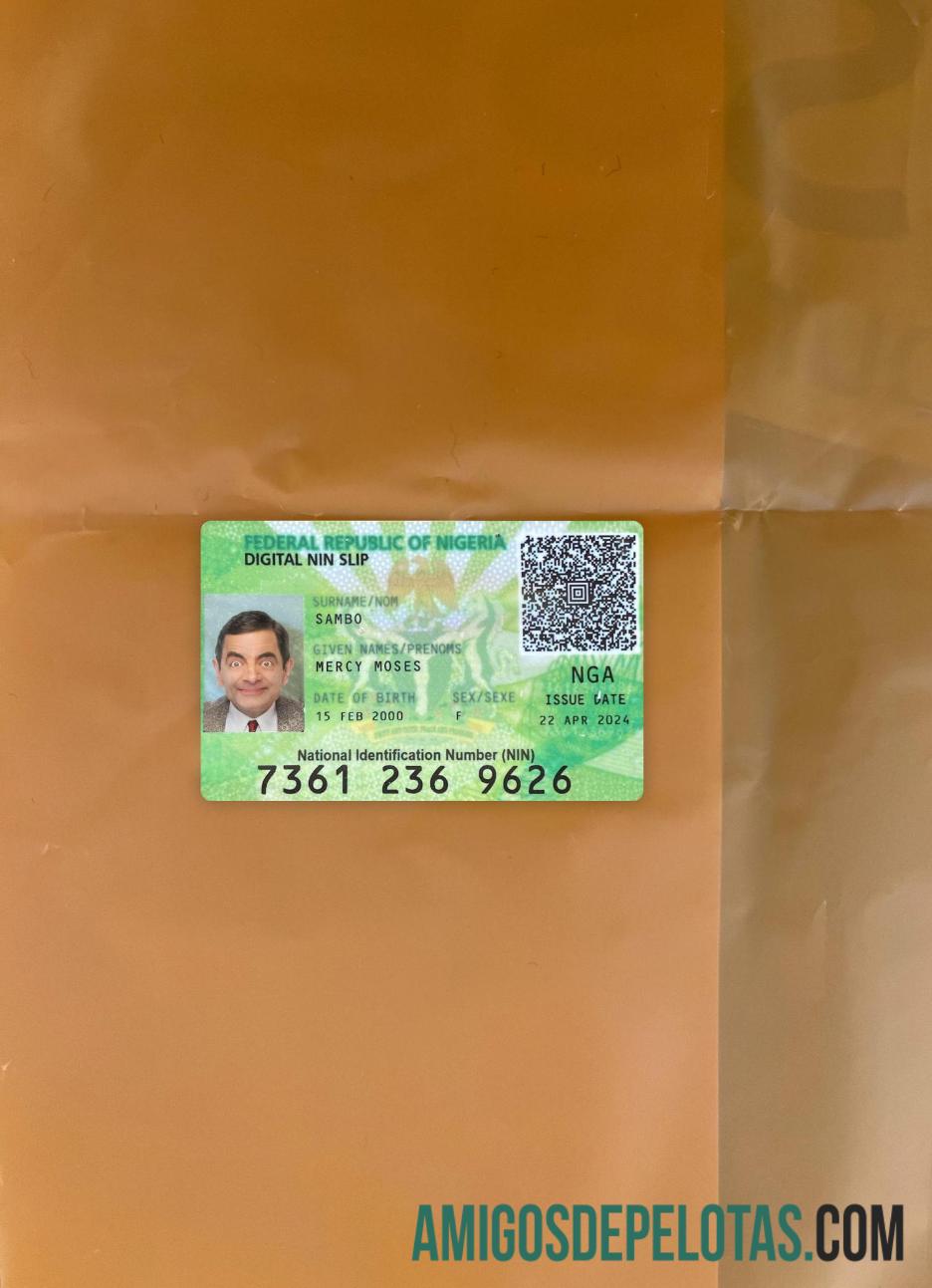 نائجیریا digital NIN slip کارڈ فوٹو لک سامنے ڈیزائن