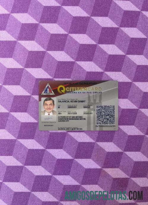 Pilippines citizen شناختی کارڈ فوٹو لک سامنے ماک اپ