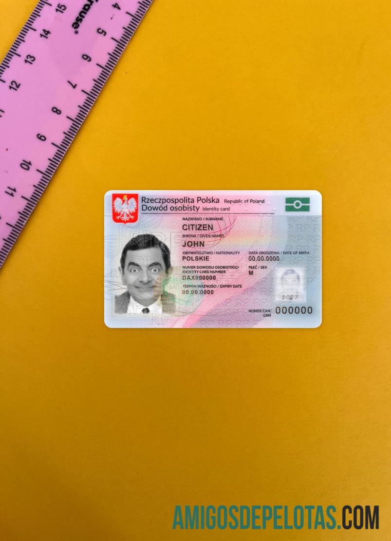 پولینڈ شناختی کارڈ 2019 موجودہ ورژن 2 فوٹو لک سامنے ٹیمپلیٹ