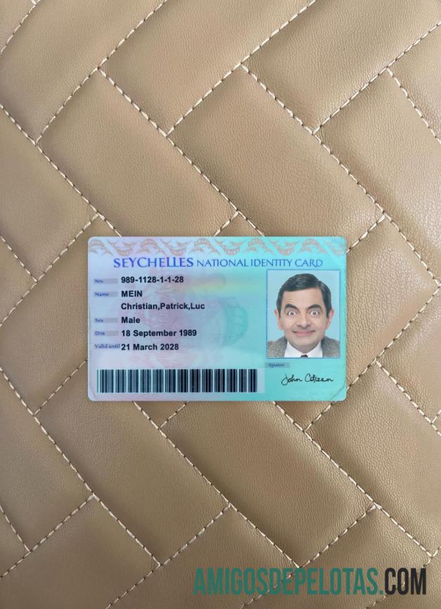 سیشیلز قومی شناختی کارڈ فوٹو لک سامنے ٹیمپلیٹ