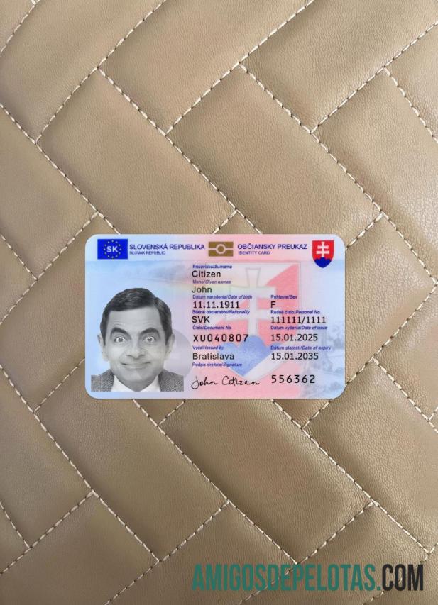 سلوواکیہ شناختی کارڈ 2025 موجودہ فوٹو لک سامنے ڈیزائن