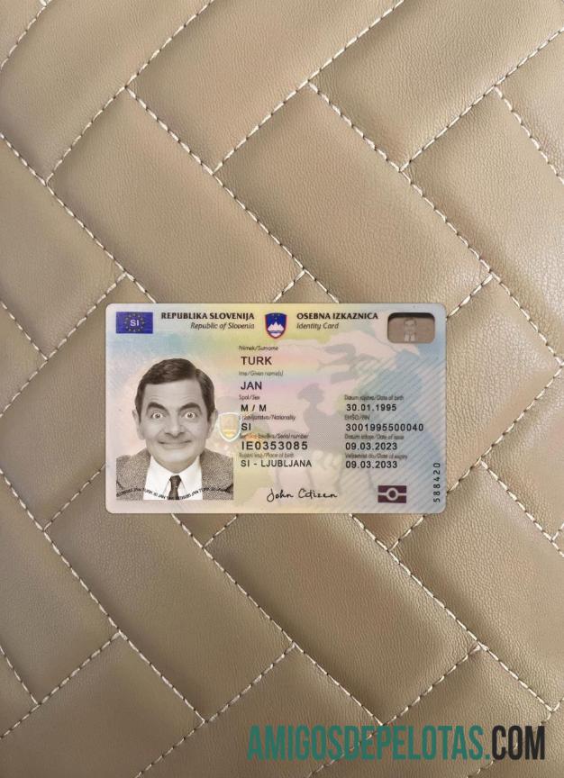 سلووینیا شناختی کارڈ 2023 موجودہ فوٹو لک سامنے ماک اپ