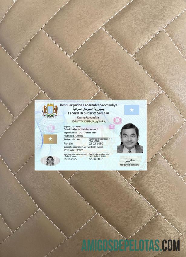 صومالیہ شناختی کارڈ 2022 موجودہ فوٹو لک سامنے ٹیمپلیٹ