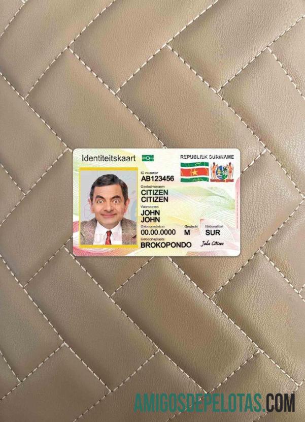 سورینام شناختی کارڈ فوٹو لک سامنے ٹیمپلیٹ