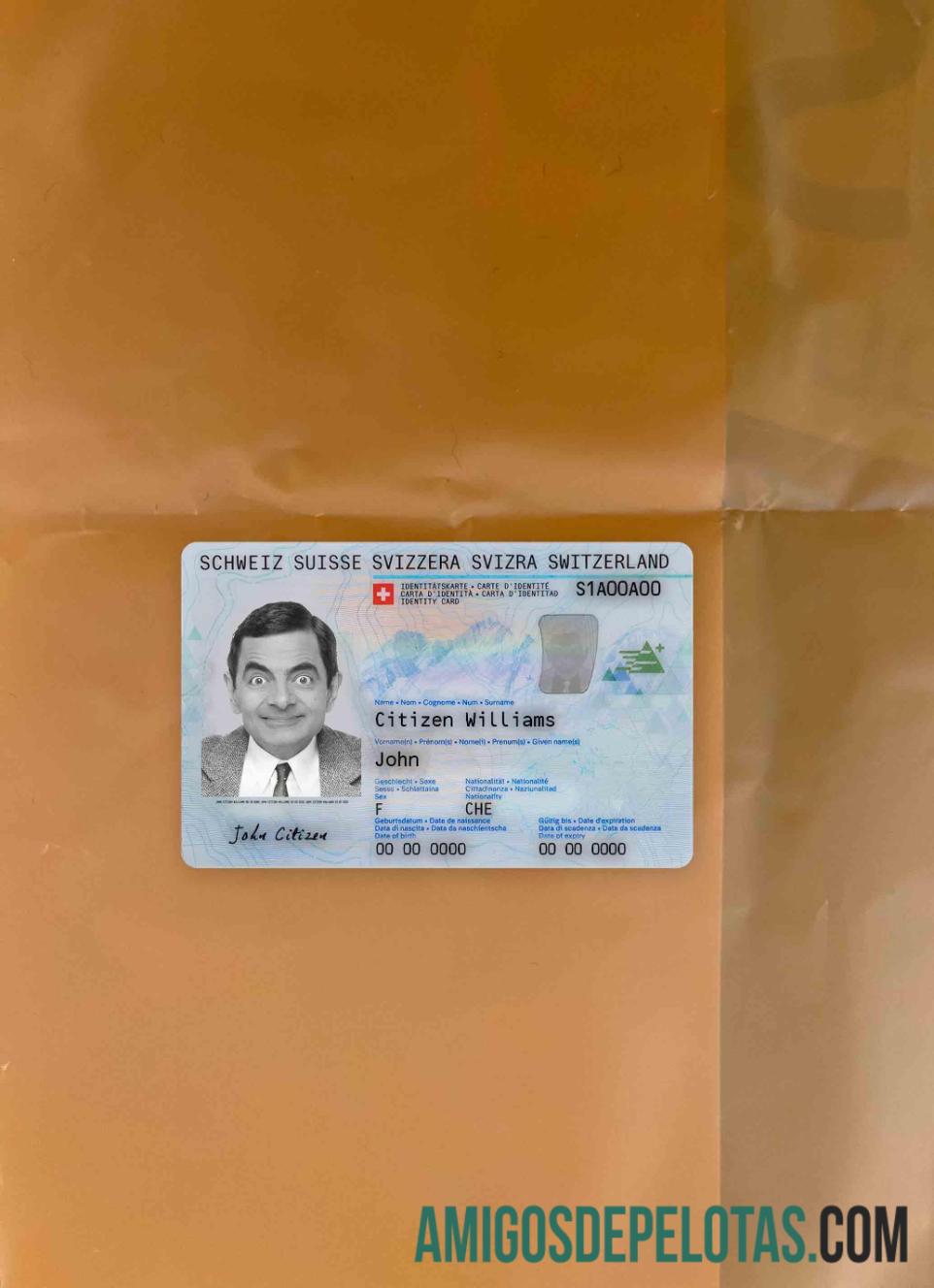 سوئٹزرلینڈ شناختی کارڈ فوٹو لک سامنے ڈیزائن