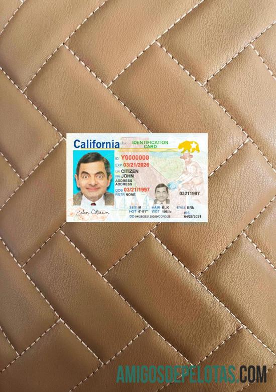 امریکہ California شناختی کارڈ 2021 موجودہ فوٹو لک سامنے ٹیمپلیٹ