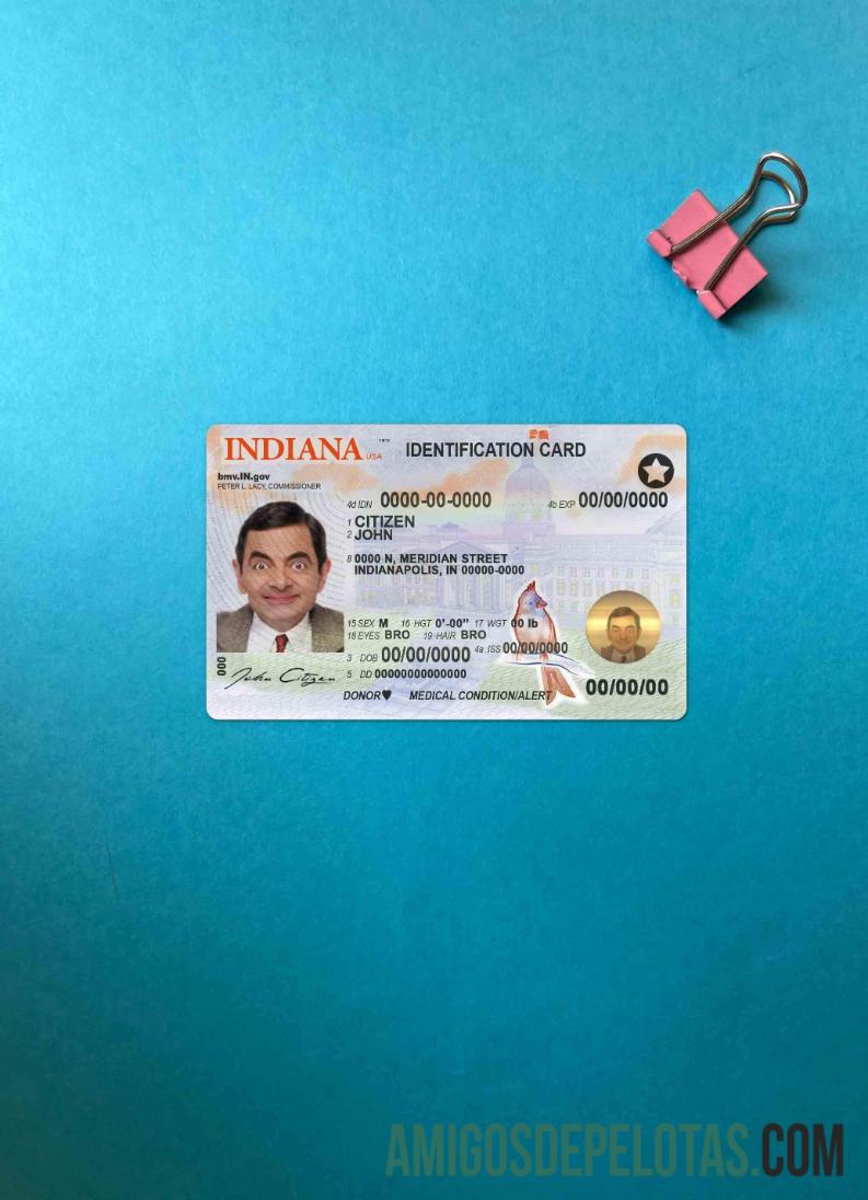 امریکہ Indiana شناختی کارڈ فوٹو لک سامنے ماک اپ
