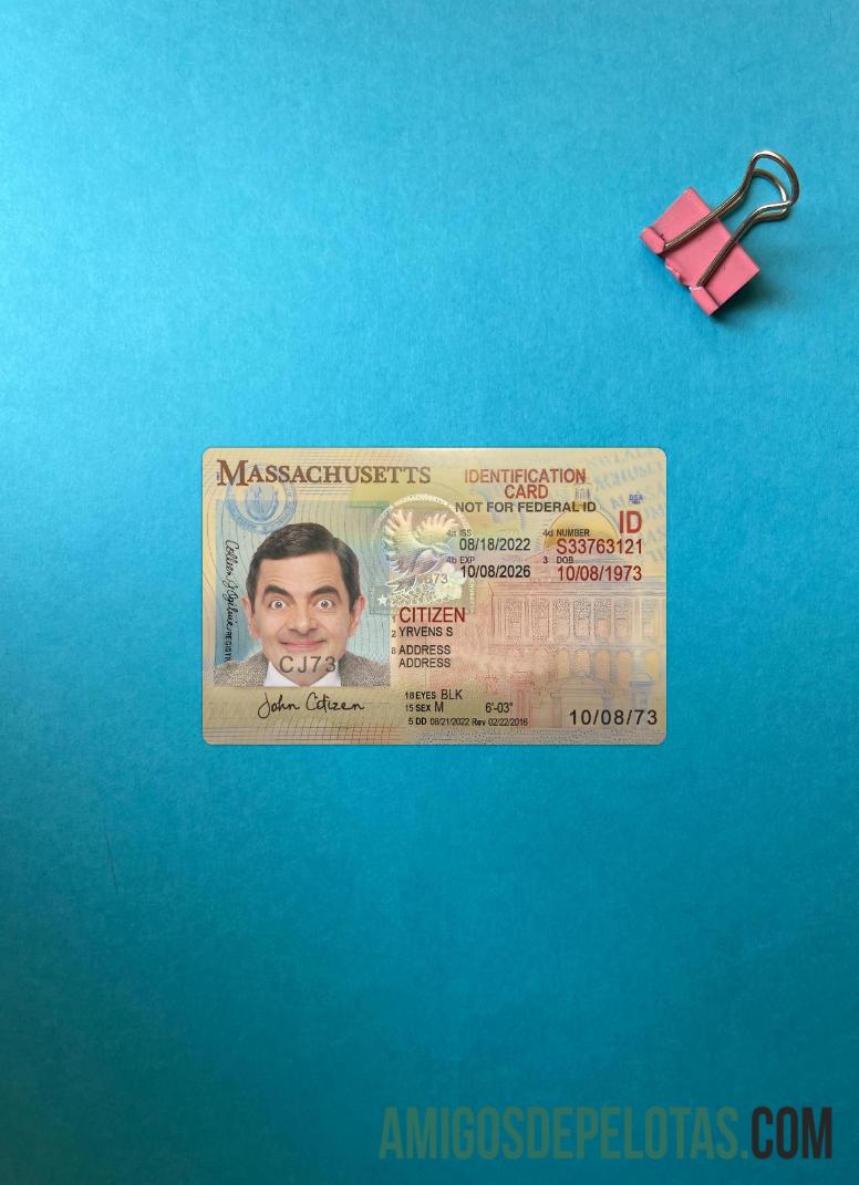 امریکہ Massachusetts شناختی کارڈ فوٹو لک سامنے نمونہ