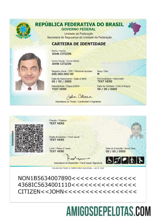 برازیل شناختی کارڈ کارڈ ورژن 2 ٹیمپلیٹ