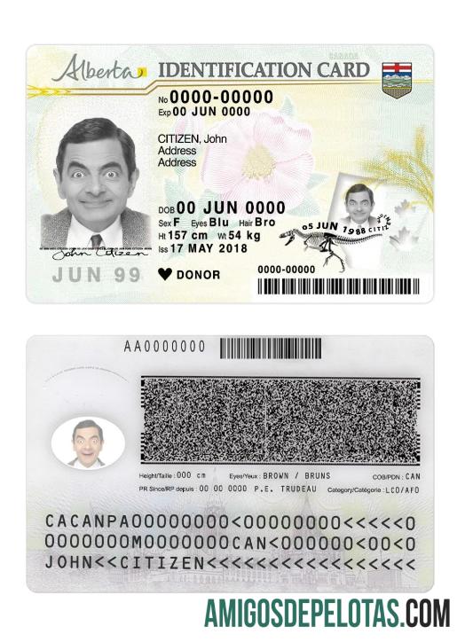 کینیڈا Alberta شناختی کارڈ نمونہ