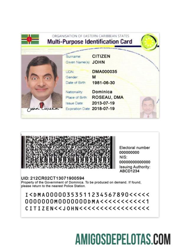 Eastern Caribbean States multi purpose indentification کارڈ پیش نظارہ