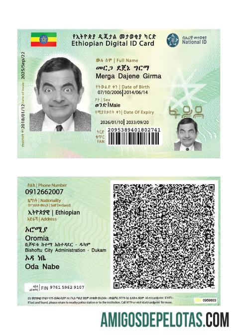 ایتھوپیا Digital شناختی کارڈ نیا ورژن ڈیزائن